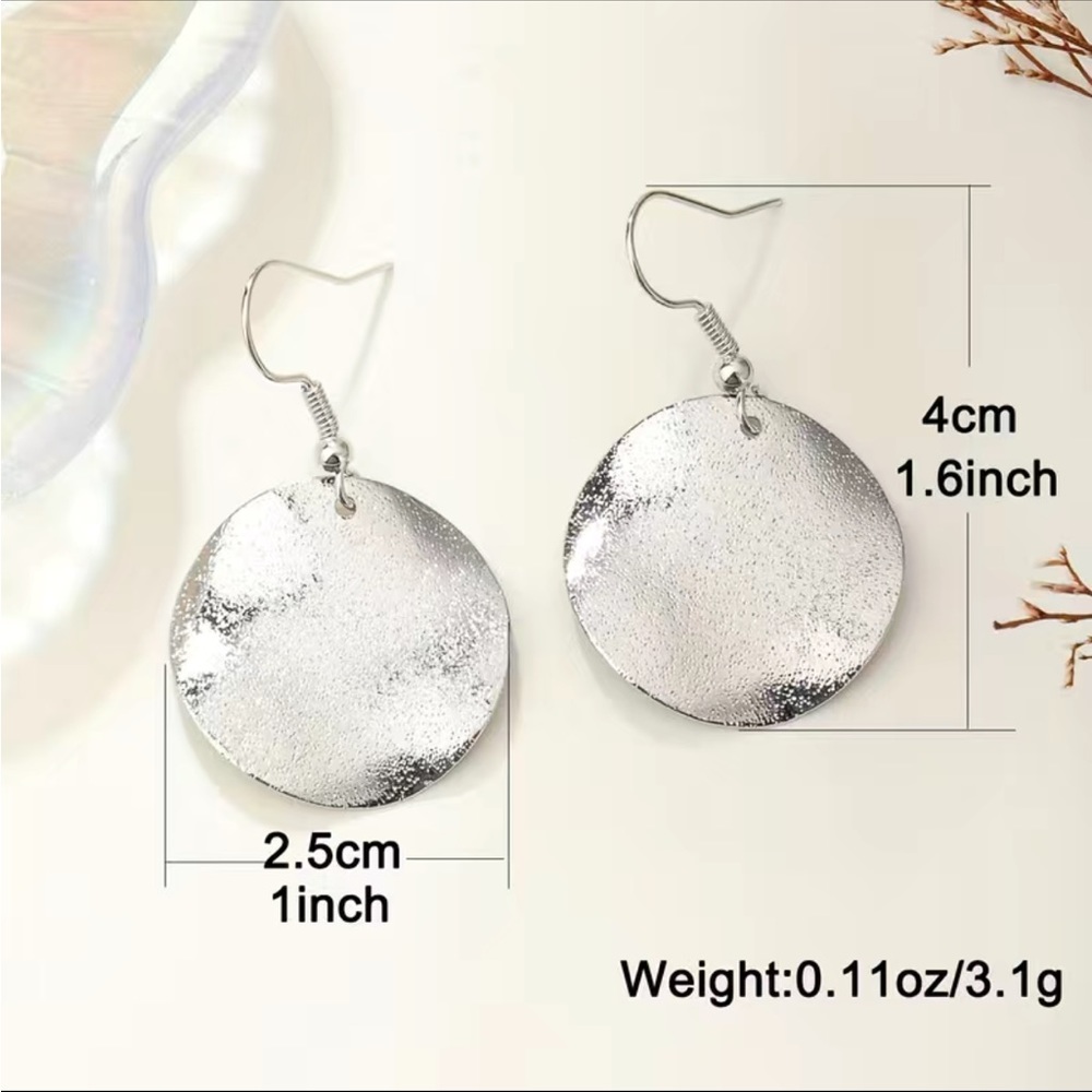 Irregular Shape Shimmery Silver Drop Earrings - image 2
